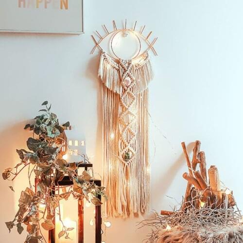 Evil Eye Macrame Tapestry Wall Hanging Boho Decor With Crystal Stone Wedding Party Wall Decoration Home Decor Art