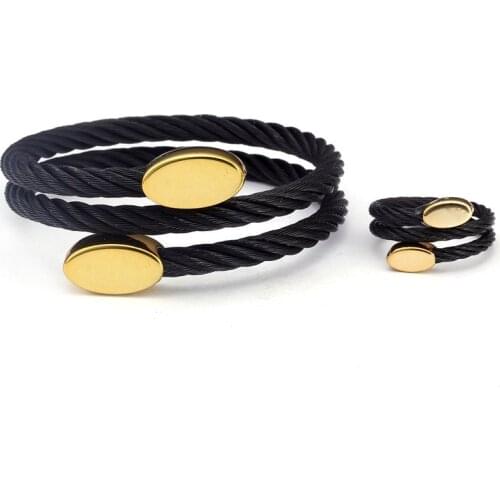 New Fashion Unique Braided Female Wrap Bracelets Stainless Steel Women Ladies Black Charm Bracelets Bangles with a gift