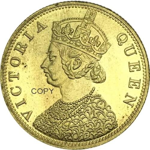 New Products 1870 Victoria Queen India Gold Coin Ten Rupees Brass Metal Copy Coinjhn