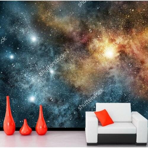 Universe wallpaper,stars, nebula and galaxy,3D modern landscape murals for bedroom hotel ceiling background silk wallpaper