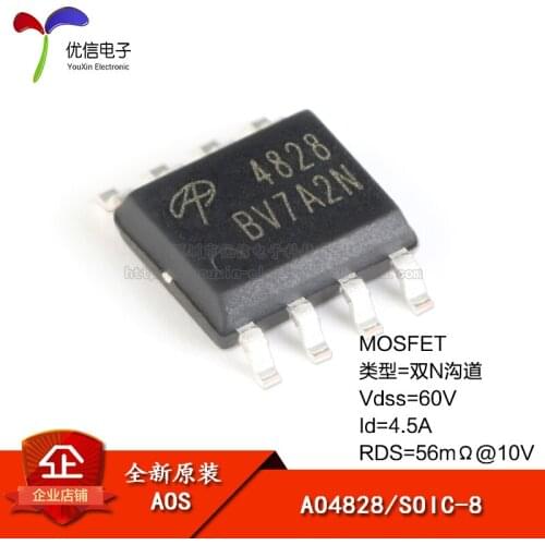 Genuine original AO4828 SOIC-8 Dual N-Channel 60V / 4.5A patch MOSFET (FET)