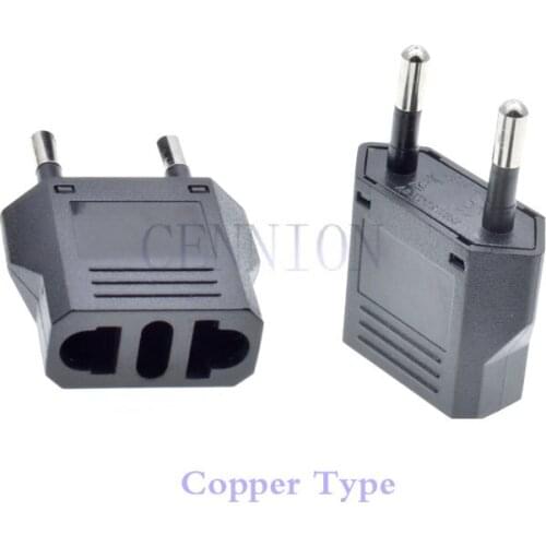 Copper CH IT US AU DE to EU Euro AC Power Plug Travel Adapter Converter 100pcs small parcel way