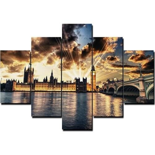 5PCS/Set NO Frame The magnificent London Bridge In The Sunset Poster Painting Picture Art For Living Room Modern Home Decoration