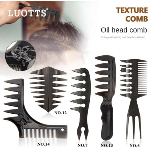 Hot Mens Vintage Oil Head Comb Hairbrush Wide Tooth Fork Comb Back Comb Mens Styling Tools Salon Barber Hairstyle Accessory