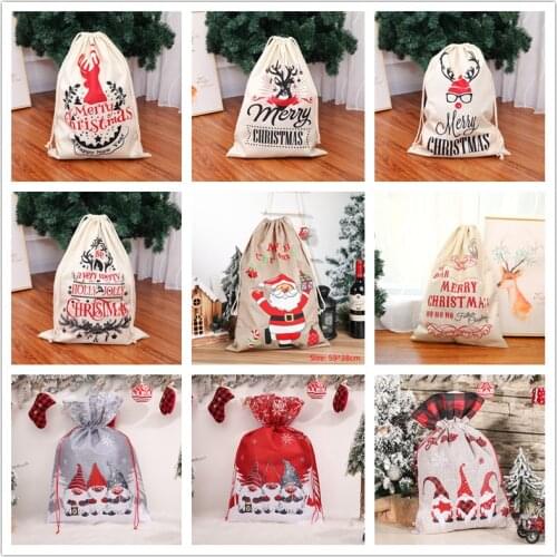 2021 Christmas Large Capacity Drawstring Bag Santa Decorative Gift Storage Carry Sack Home Christmas Decorations New Year Decor