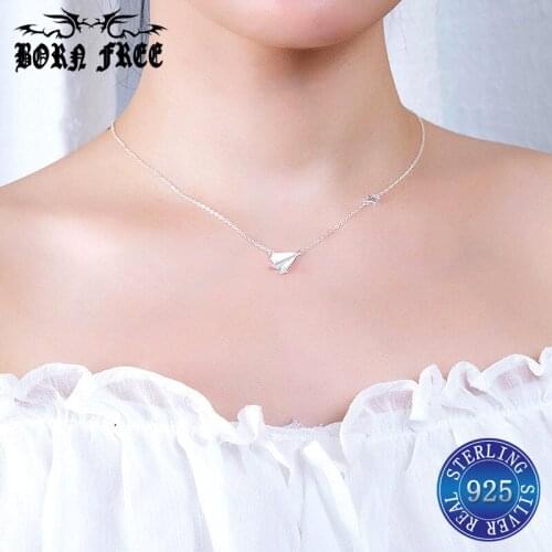 Silver pendentif airplane pendant necklace kolye collier argent 925 jewelry neckless joyeria statement necklace plata de ley 925