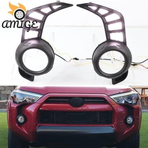 LED DRL Daylamps For Toyota 4Runner 4 Runner 2014 2015 2016 - 2020 Yellow Turn Signal Daytime Running Light Car Foglamp Daylight