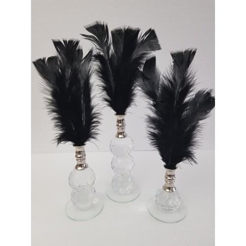 EU HOME DECORATION TRIPLE BLACK FEATHER DECOR SILVER COLOR NOZZLE