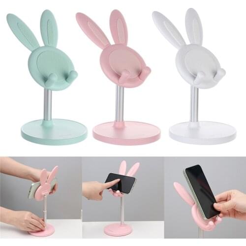 Universal Adjustable Rabbit Phone Holder Stand for IPhone 12 Pro Max Samsung Note 20 Ultra IPad Tablet Metal Holder Desk Stand