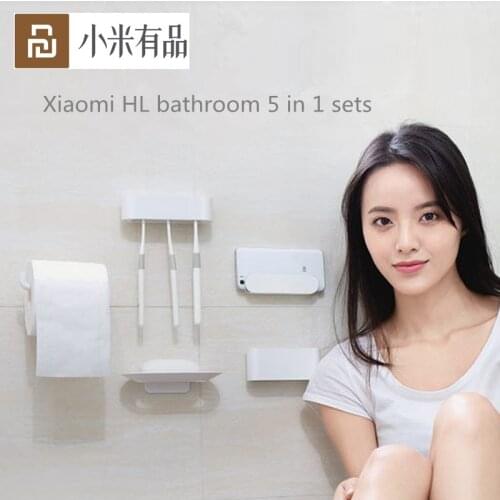 Youpin HL 5 IN 1 Gadgets for Bathroom Mobile Phone Holder Case Soapbox Toilet Roll Paper Holder For smart home D5