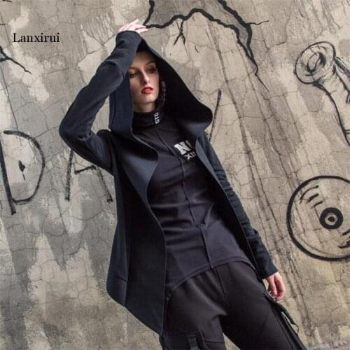 European Street style Irregular witch cloak hooded jacket Women Jacket Contour cutting Coats Long sleeve cardigan Autumn jackets