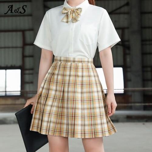 Anbenser Summer Women JK Skirts High Waist Plaid Skirts Harajuku Kawaii Pleated Skirt Japanese Ladies Sweet Plaid Mini Skirts