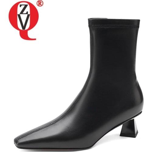 ZVQ Women winter small Square Toe Leisure short boots Mature soft Fashion New Style Solid color office lady Concise Comfortable