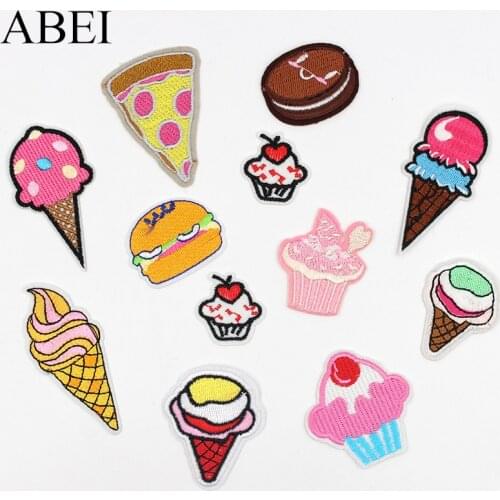 12pcs/lot Embroidered Cake Ice Cream patches Iron On Cartoon Sweet Food Appliques DIY Fashion Clothes Bags Jeans Stickers Badge