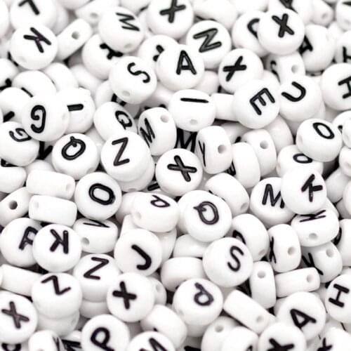 150pcs 6mm White Letter Loose Spacer Alphabet Acrylic Beads For Jewelry Making DIY Name Bracelet Necklace Accessories Wholesale