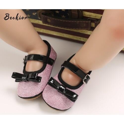 2021 Infant Baby Girls Mary Jane Flats Soft Sole Non-Slip Bow Knot Princess Wedding Dress Shoes Toddler Crib Shoes