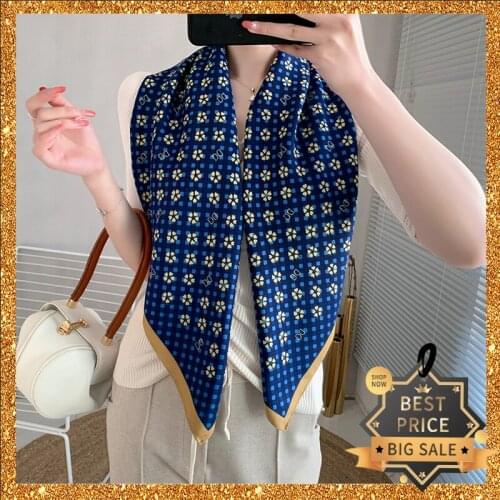2021 Autumn Print Women Scarf 90cm Square Pashmina Twill Silk Feeling Ladies Kerchief Luxury Scarves Fashion Shawls and Wraps