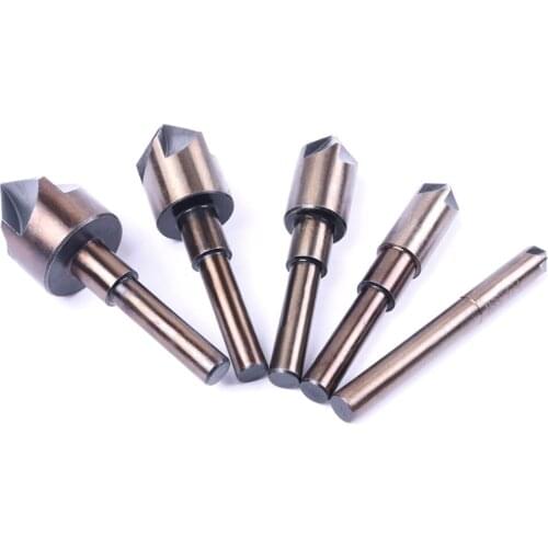 5Pcs/Set 6mm Shank Chamfering Countersink Drill Bits HSS 5 Flutes Chamfer Cutter 3/4 5/8 1/2 3/8 1/4 For Aluminum PV Board New
