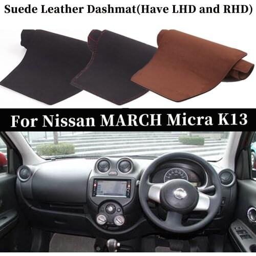 Accessories Car-styling Suede Leather Dashmat Dashboard Cover Dash Mat Carpet For Nissan MARCH Micra K13 2010-2016 2013 2015