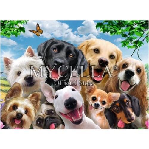 Animals 5D DIY Diamond Painting Stitch Delighted Dogs Cartoon Needlework Diamond Embroidery Full Mosaic Rhinestone Home Decor
