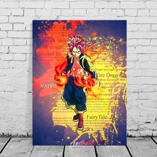 Natsu Dragneel Fairy Tail Anime Home Decor Canvas Posters Prints Decoration Art High Quality Wall Pictures Living Room Painting