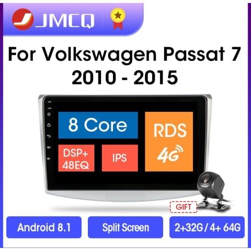 JMCQ Android 9.0 Car Radio For VW Volkswagen Passat B7 B6 2010-2015 Multimedia Video Player 2 din 1Split Screen GPS Navigaion