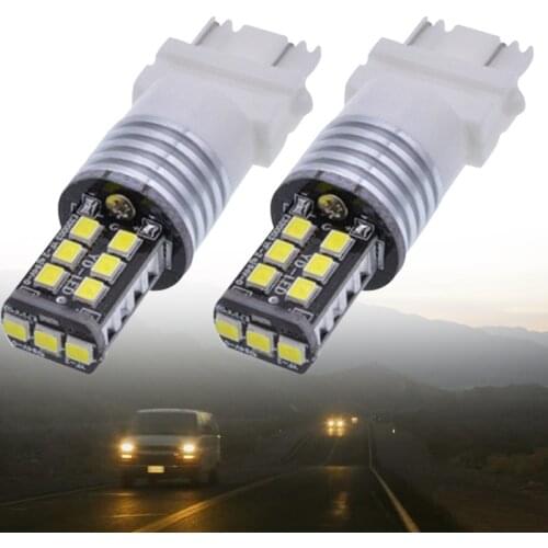 2PCS 3157 3156 Xenon White 15-SMD Auto LED Bulbs Daytime Running Parking Lights Car Backup Reserve Tail Turn Signal Brake Lamps