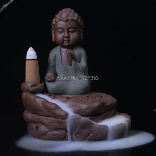 Buddha, aloes, creative, backflow censer, purple clay aromatherapy furnace, tower Incense burner, 3 styles optional