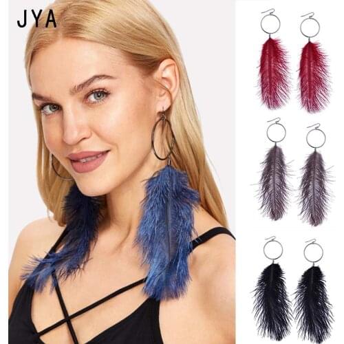 Cpop Big Long Feather Earrings for Women New Trendy Dangle Statement Earrings Fashion Jewelry Drop Eardrop Ladies Wholesale 2018