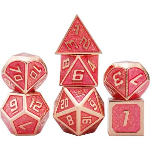 DND RPGs 7pcs Mix Color Glitter Effect Metal Dice Set +1pc Bag D4 D6 D8 D10 D12 D20 for Role Playing BoardGame As Christmas Gift