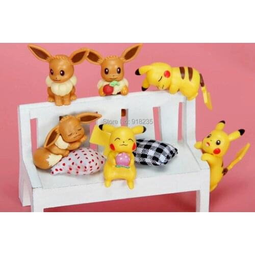 48PCS Pik Eev 4-5CM Cup Edge Decoration Action Figures Toys