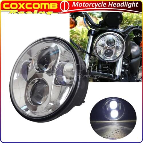 Motorcycle 5.75" LED Projection Headlight High Low Beam Head Lamp For Harley Sportster Dyna Street Bob Wide Glide Softail