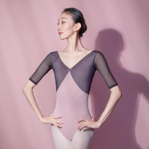 Gymnastics Leotard Female Ballet Dance Bodysuit Splice Yoga Tights Ballerina Outfit Stage Costume Classical Dancewear JL3455