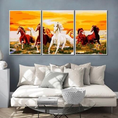 Gatyztory 3pcs Paint By Numbers For Adults Children Horse HandPainted Animal Oil Painting Canvas DIY Gift Home Decor 40×50cm