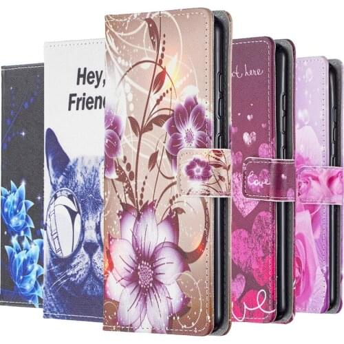 For Samsung Galaxy A12 A22 A32 A42 A52 A72 S10e Plus S20 FE S21 Ultra A30S A50 A51 A71 Leather Wallet Case Flip Cover Cat Flower