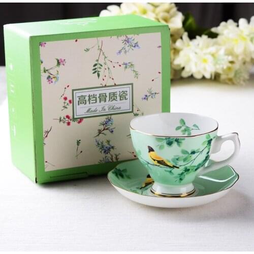 Creative Bone China Flower Tea Cup And Saucer Set Ceramic Coffee British Black Chinese Wedding