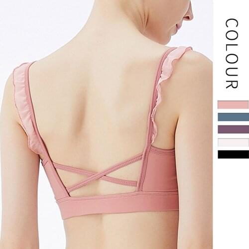 Yoga Summer Beautiful Back Womens Sports Bra Lace Leisure Sports Sling Tube Top Chest Pad Fitness Gym Top Exercise Breathable