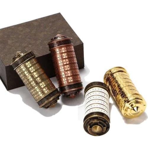 Metal Da Vinci Code Cryptex Replica Free With LOTR Rings Couple Rings Holder Jewelry Box Organizer Lovers Valentines Day Gifts