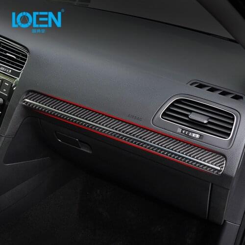 For Volkswagen For Golf Carbon Fiber Co-pilot Nameplate Decorative Sticker Strip Decor Covers 2014-2019 Car Accessaries