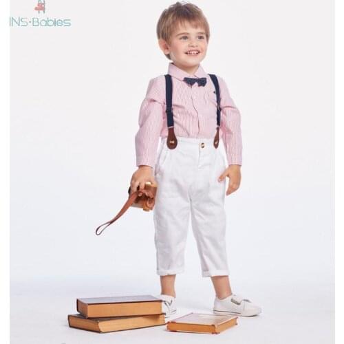 New Korean Style Autumn baby boy clothes newborn baby boys suit Long Sleeve Striped Shirt+Pants 2pcs sets for kids 12m-4y outfit