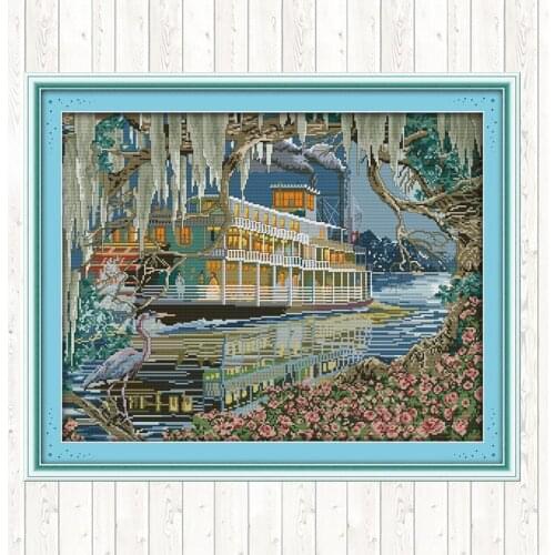 Sailing Handmade Cross Stitch Embroidery Kits DIY Needlework Crafts DMC Cotton Thread Printed Canvas 14CT 11CT Counted Stamped