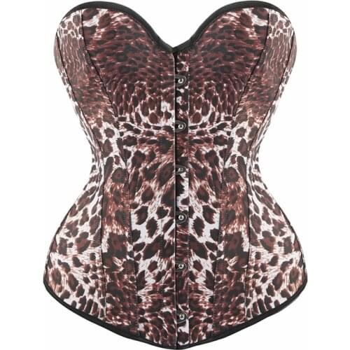 Sexy Leopard Overbust Corset Women Lingerie Steampunk Gothic Bustiers Top Waist Trainer Body Shaper Slimming Waist Cincher