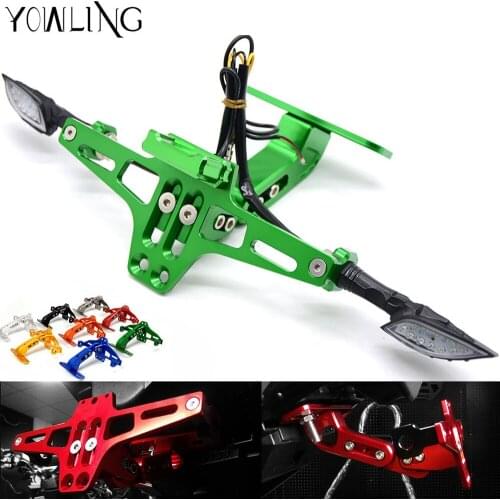 Motorcycle Adjustable Angle License Number Plate Frame Holder Bracket For Kawasaki Z800 z750 z1000 EX ninja 250 300 Sport Bike