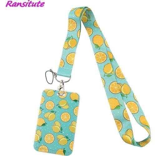 Ransitute R1685 Lemon Lanyard Bank Credit Card Holder Wallet Bus ID Name Work Card Holder For Student Card Cover Business Card