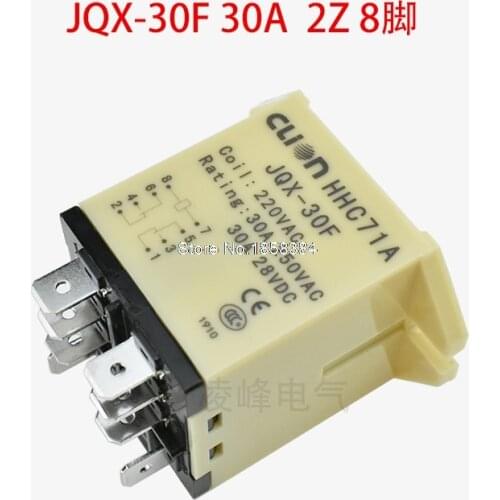Intermediate relay JQX-30F 2Z 30A power relay 8pin DC12V DC24V AC110V AC220V
