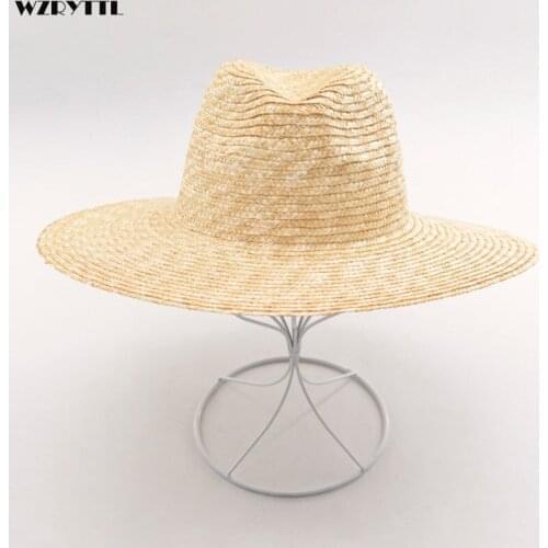 Mens Womens Summer Jazz Hat 100% Crocheted wheat Straw Hat Body Millinery Fedora Panama Beach UV Sun Hats