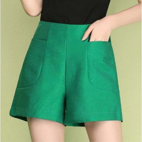 4XL Plus Size Korean Fashion Pockets Wide Leg Shorts Women High Waist Suit Shorts Female Loose Casual Summer Office Shorts C7387