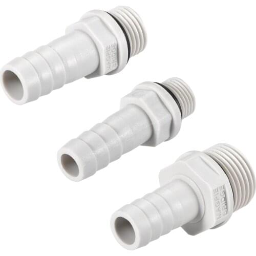 Uxcell 10/20Pcs PVC Barb Hose Fittings Adapter 1/8" 1/4" 3/8" 1/2" G Male Pipe Have Alkali Resistance Strong Anti-aging Gray