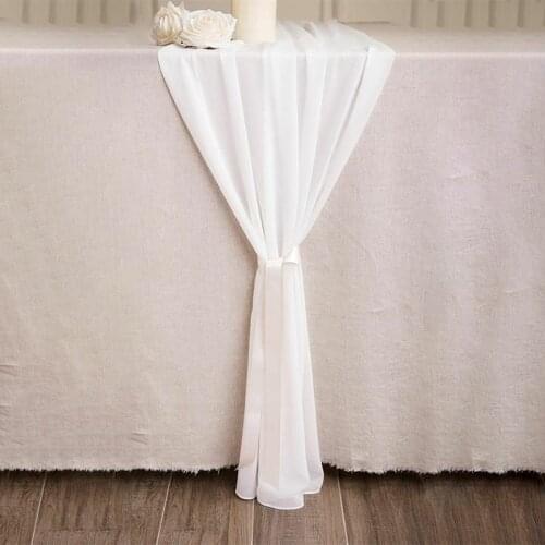 Table Runner Sheer Chiffon Luxury Solid 27in x 18ft Wedding Rustic Boho Party Tablecloth Overlay Birthday Shower Christmas Decor