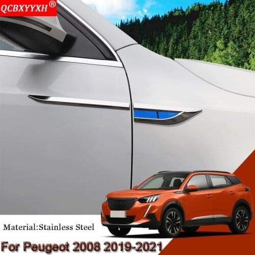 Car Styling Car Side Leaf Plate Decoration Sequins Leaf Board Side Label Stickers Accessories For Peugeot 2008 e-2008 2019-2021